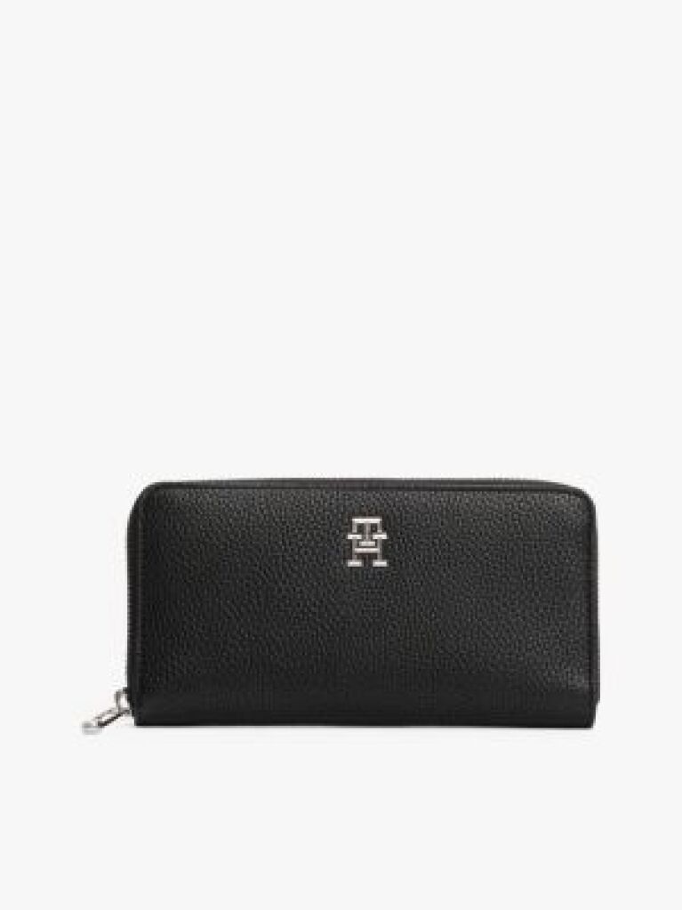 Black Th Emblem Large Zip-Around Wallet  Women