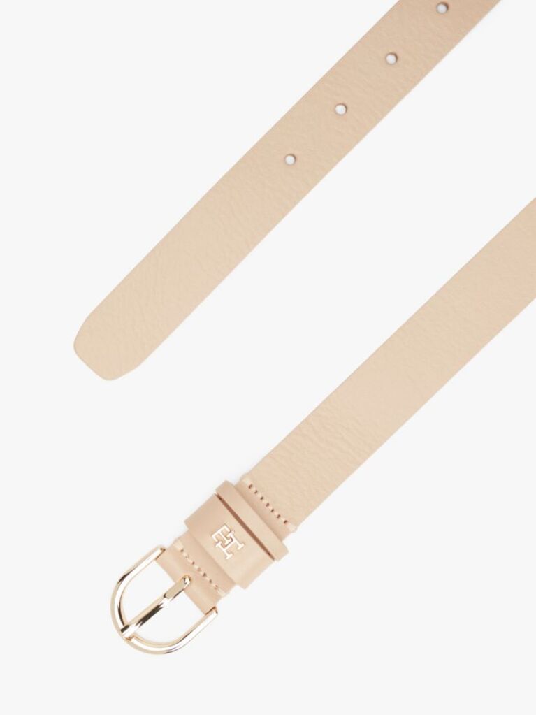 Beige Essential TH Monogram Leather Belt  Women