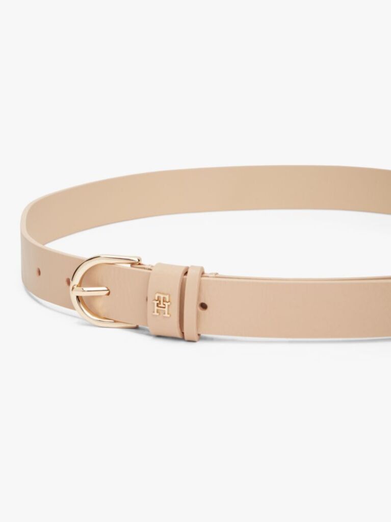 Beige Essential TH Monogram Leather Belt  Women
