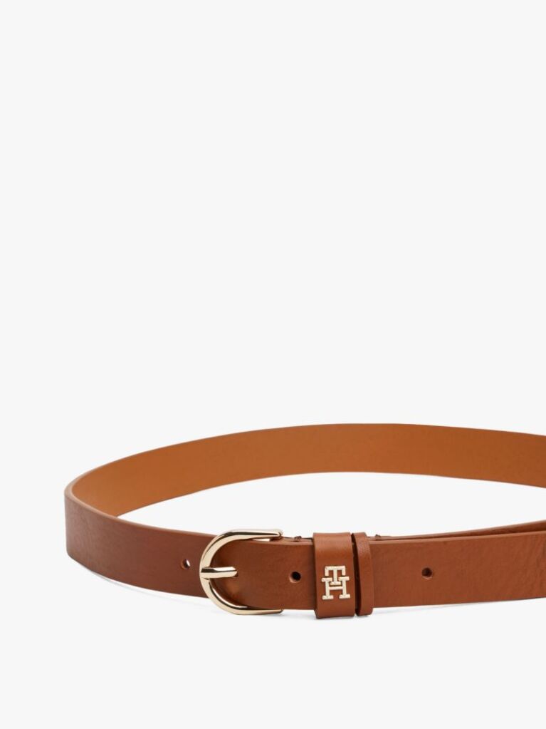 Brown Essential TH Monogram Leather Belt  Women