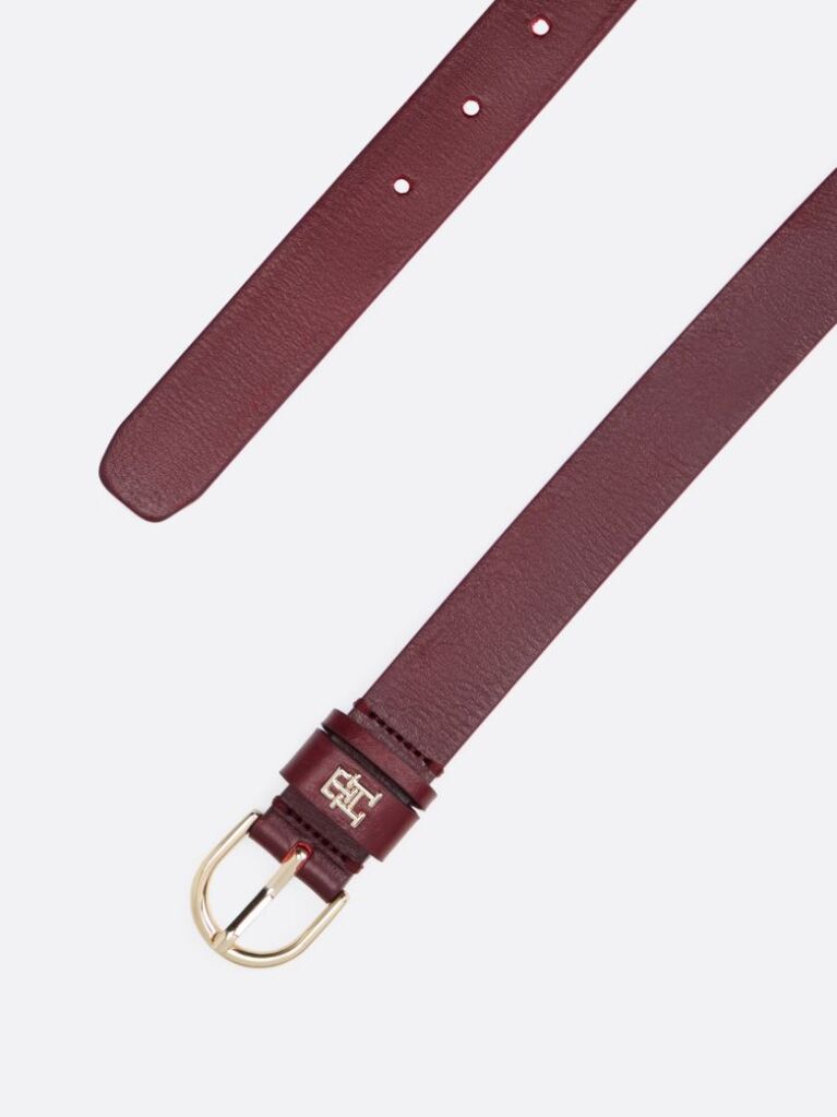 Κόκκινο Essential TH Monogram Δερμάτινη Ζώνη  Γυναίκες