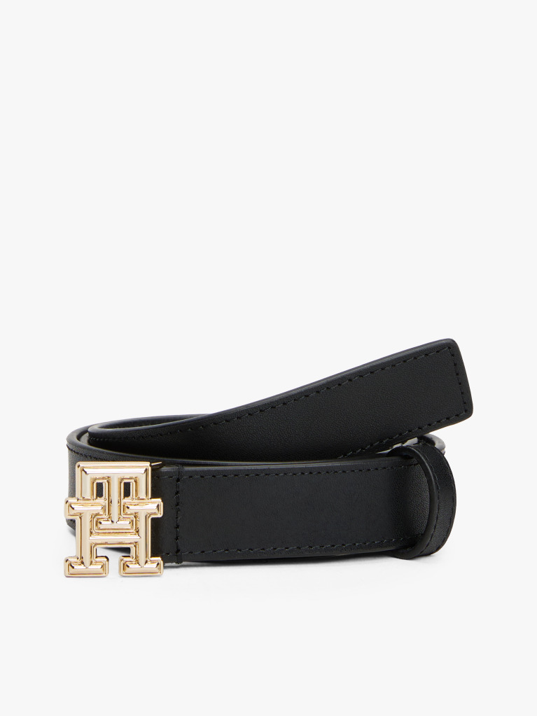 Black TH Monogram Leather Belt  Women