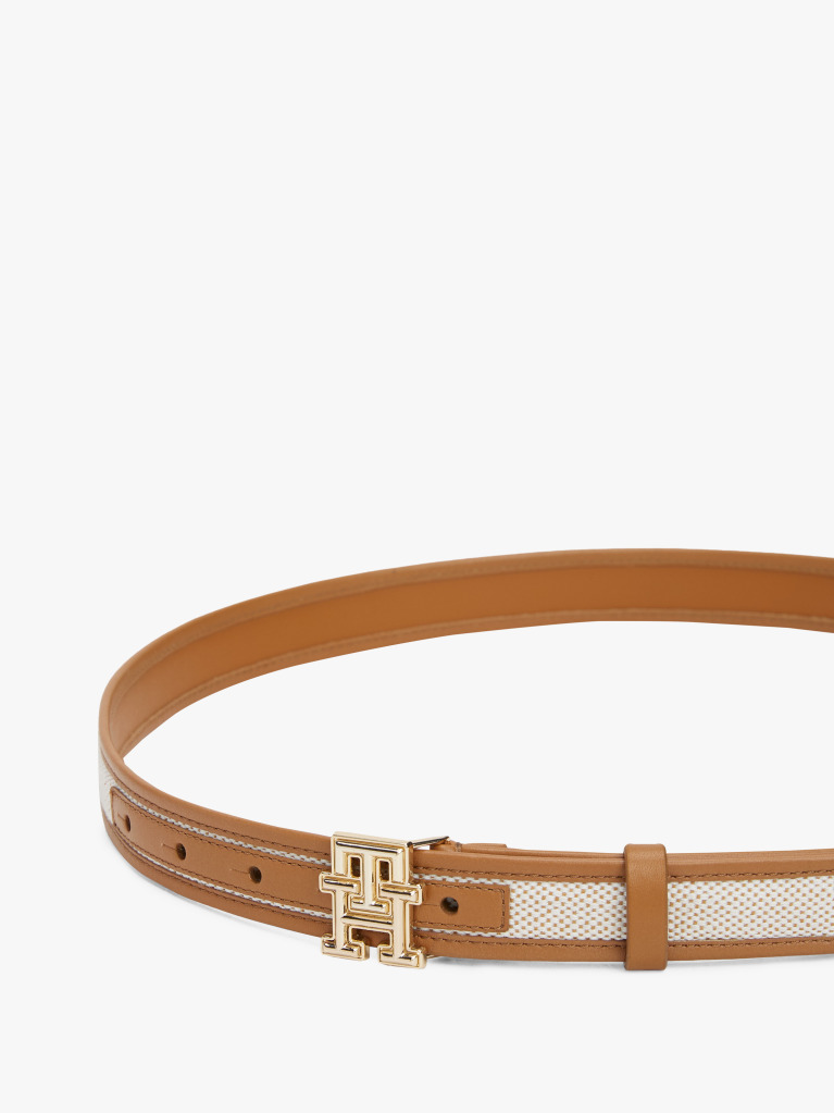 Brown TH Monogram Leather Belt  Women