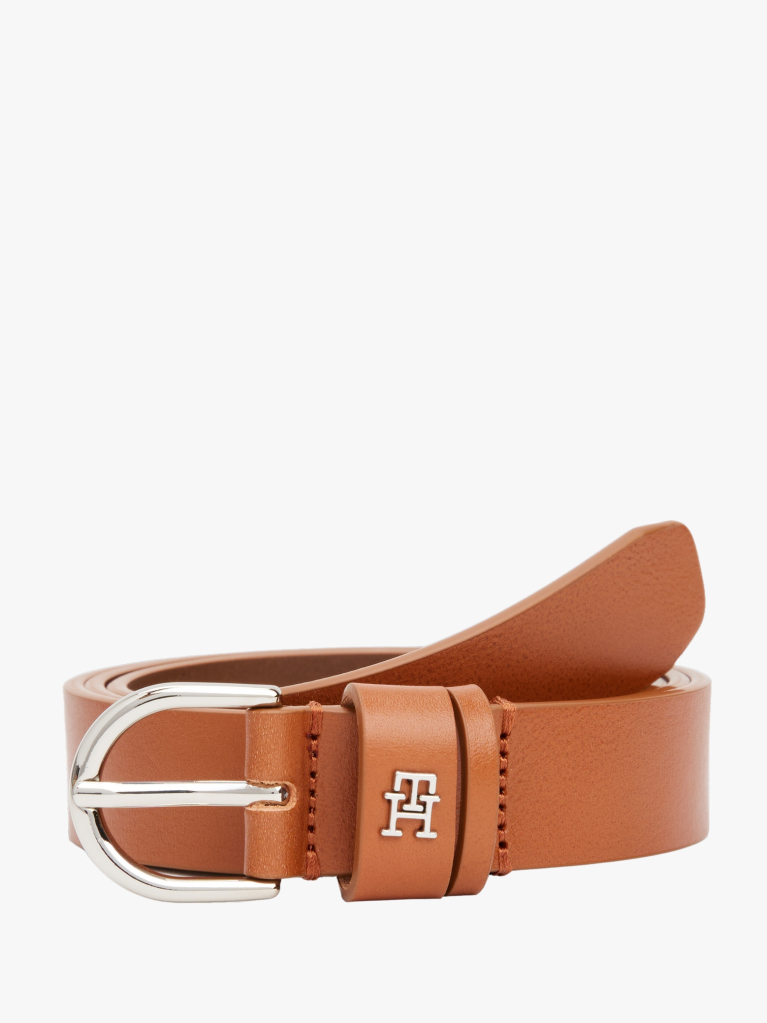 Brown Essential TH Monogram Leather Belt  Women