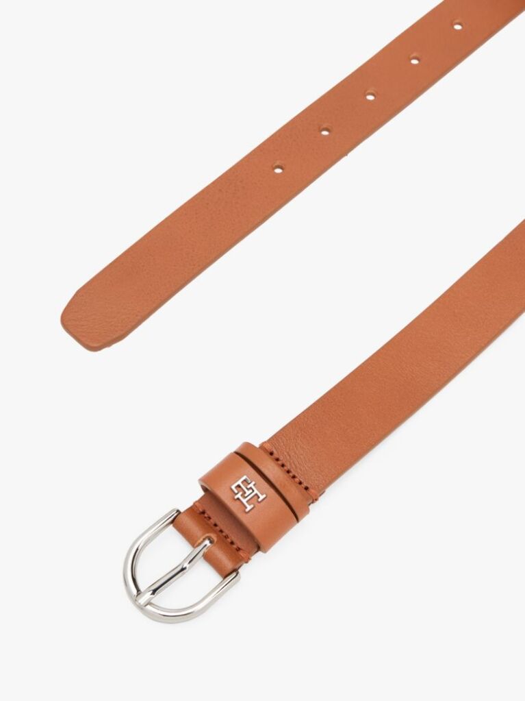 Brown Essential TH Monogram Leather Belt  Women
