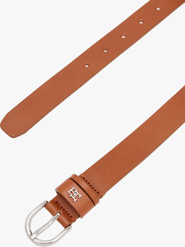 Brown Essential TH Monogram Leather Belt  Women