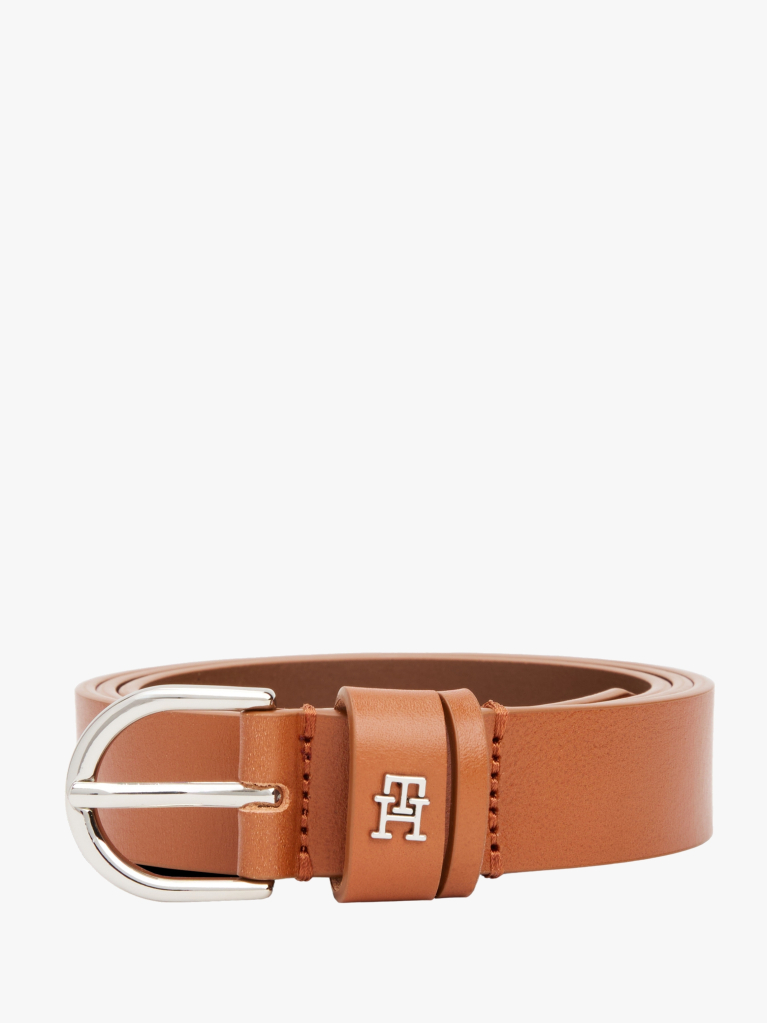 Brown Essential TH Monogram Leather Belt  Women