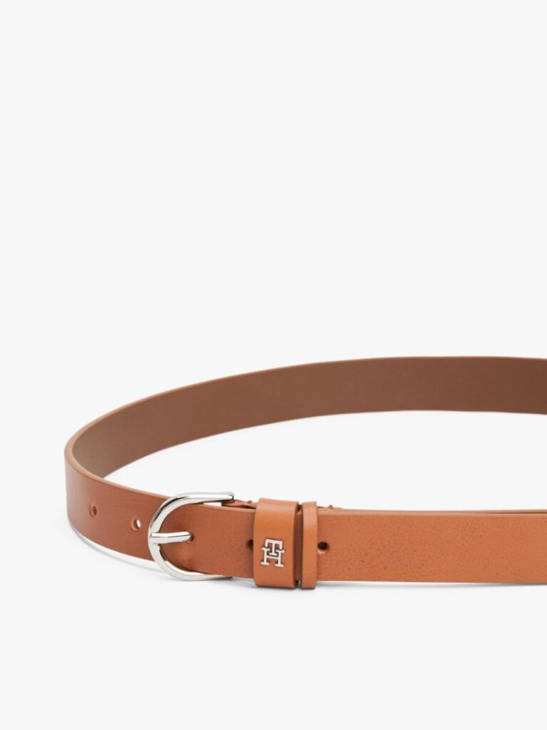 Brown Essential TH Monogram Leather Belt  Women