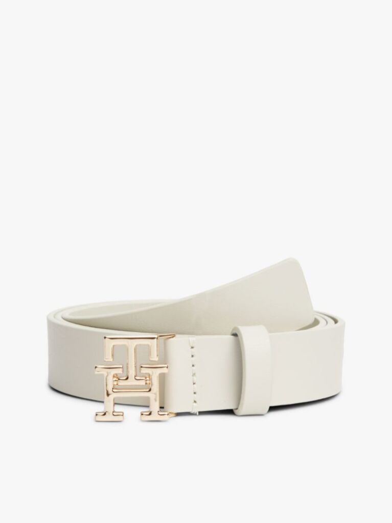 Μπεζ Modern TH Monogram Δερμάτινη Ζώνη Με Αγκράφα  Γυναίκες