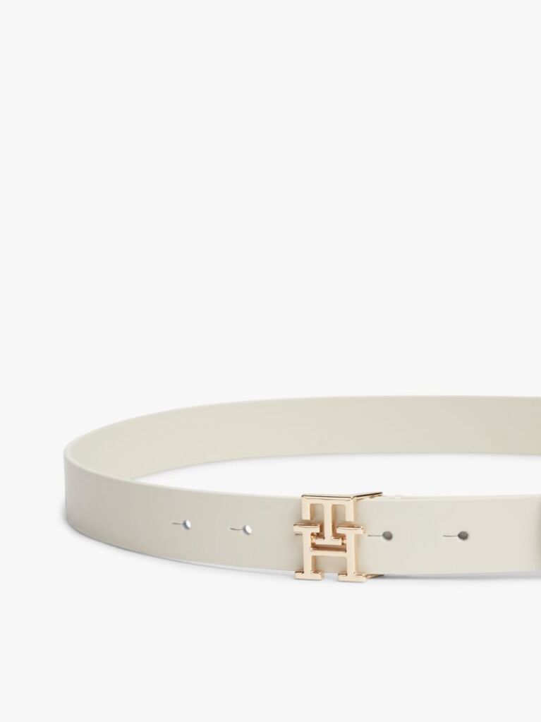 Μπεζ Modern TH Monogram Δερμάτινη Ζώνη Με Αγκράφα  Γυναίκες