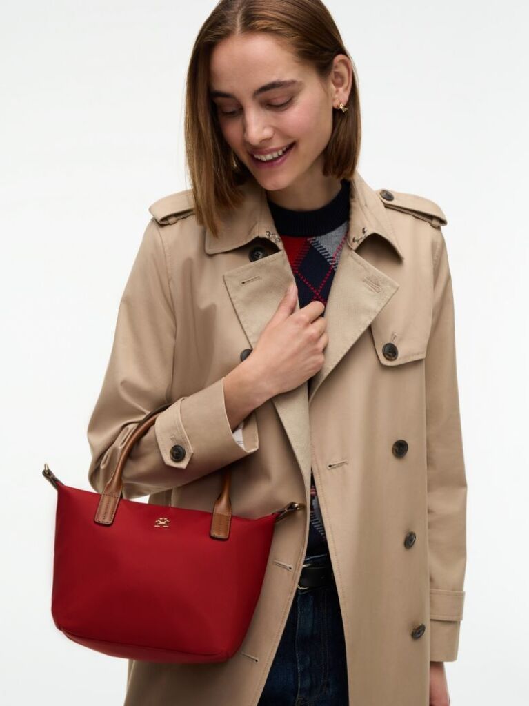 Red Webbing Crossbody Tote Bag  Women