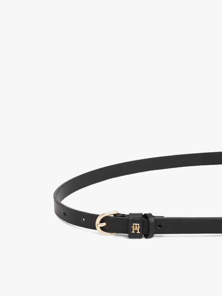 Μαύρο Essential TH Monogram Δερμάτινη Ζώνη  Γυναίκες