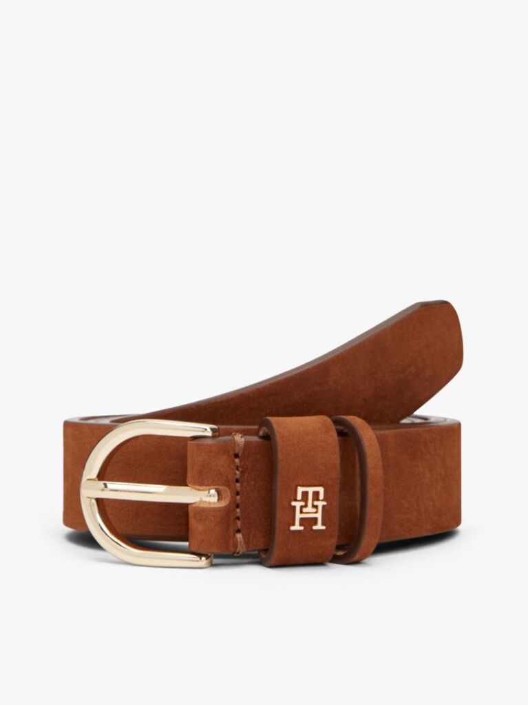Brown Essential Rounded Buckle Leather Belt  Women