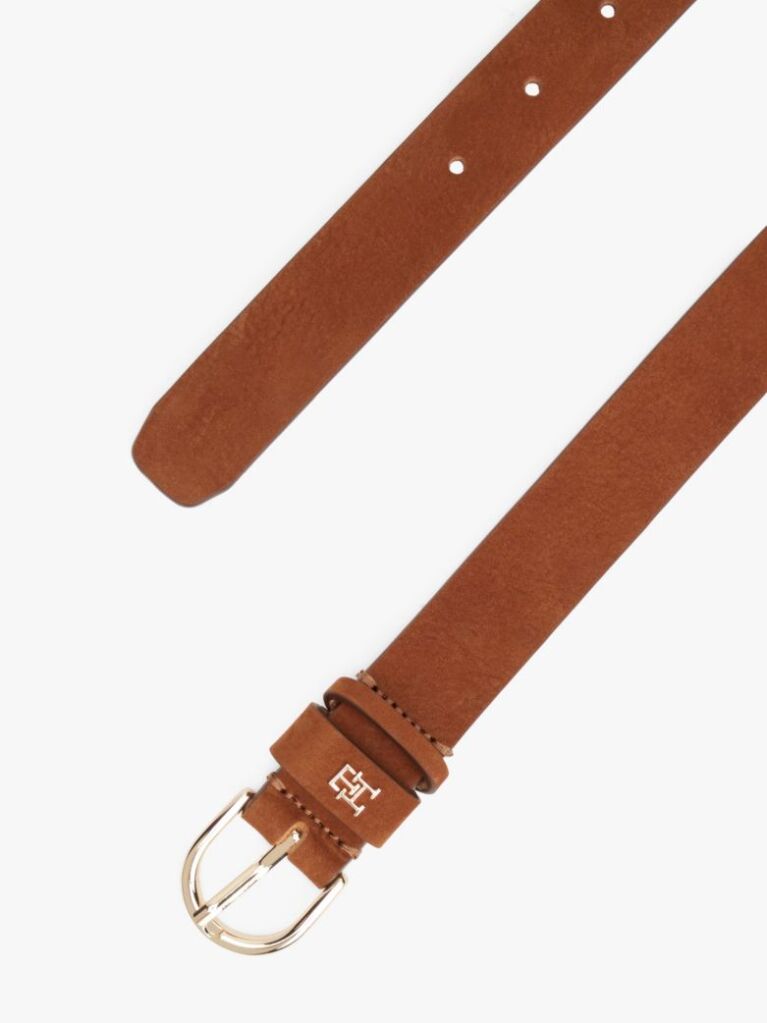 Brown Essential Rounded Buckle Leather Belt  Women