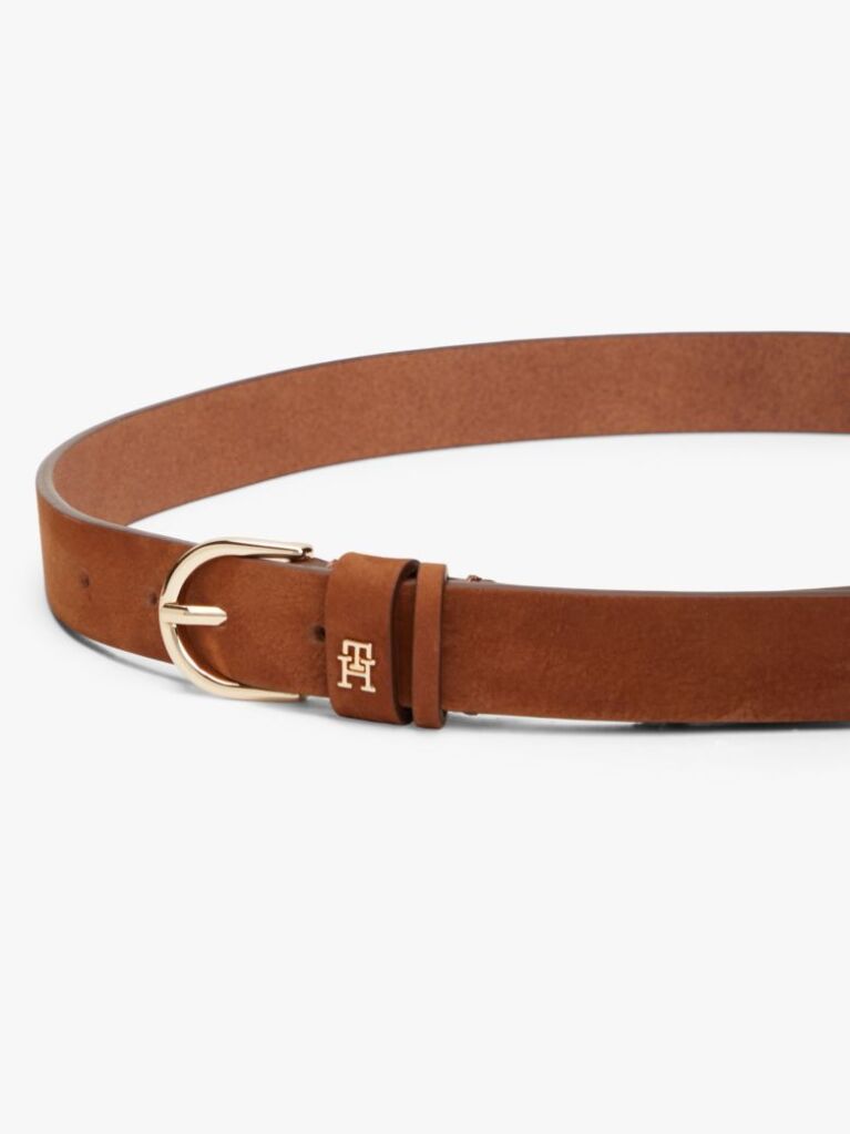 Brown Essential Rounded Buckle Leather Belt  Women