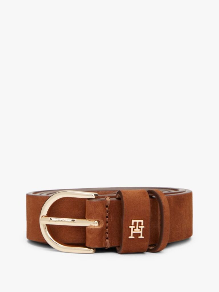 Brown Essential Rounded Buckle Leather Belt  Women