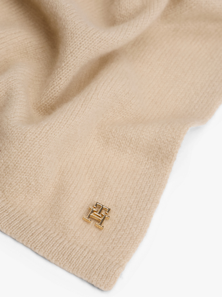 Beige Pure Cashmere TH Monogram Plaque Scarf  Women
