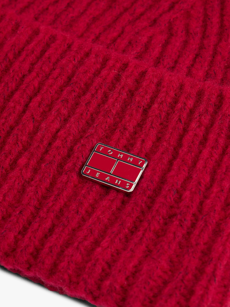 Red Heritage Wool Blend Logo Plaque Beanie  Women