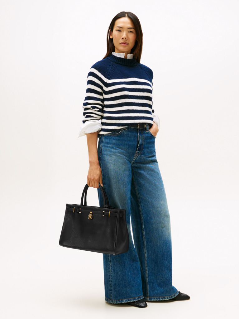 Μαύρο American Icon Tote Δερμάτινη Τσάντα  Γυναίκες