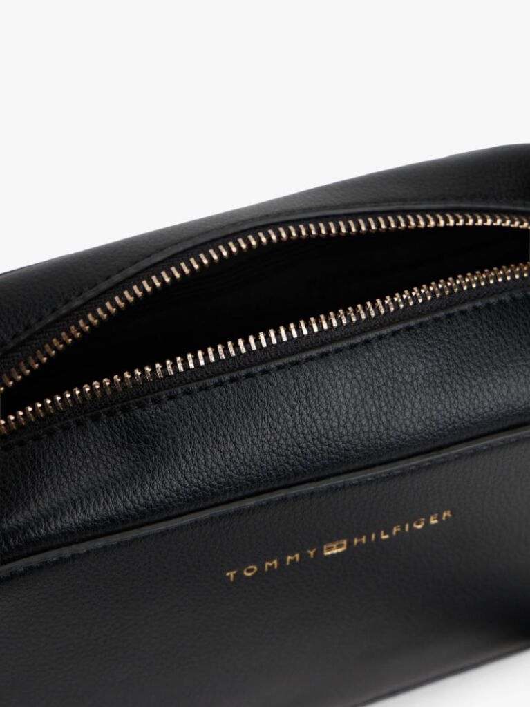 Black Metallic Logo Crossbody Camera Bag  Women