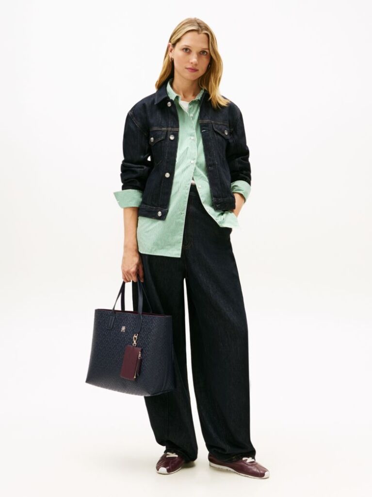 Blue Hilfiger Icon Embossed TH Monogram Tote Bag  Women