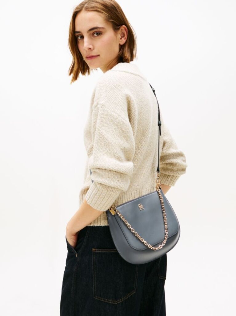 Grey Chain Strap Convertible Crossbody Bag  Women