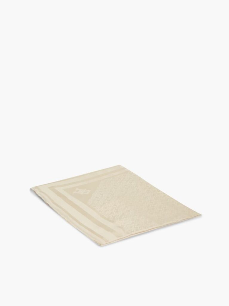 Beige TH Monogram Scarf With Wool  Women