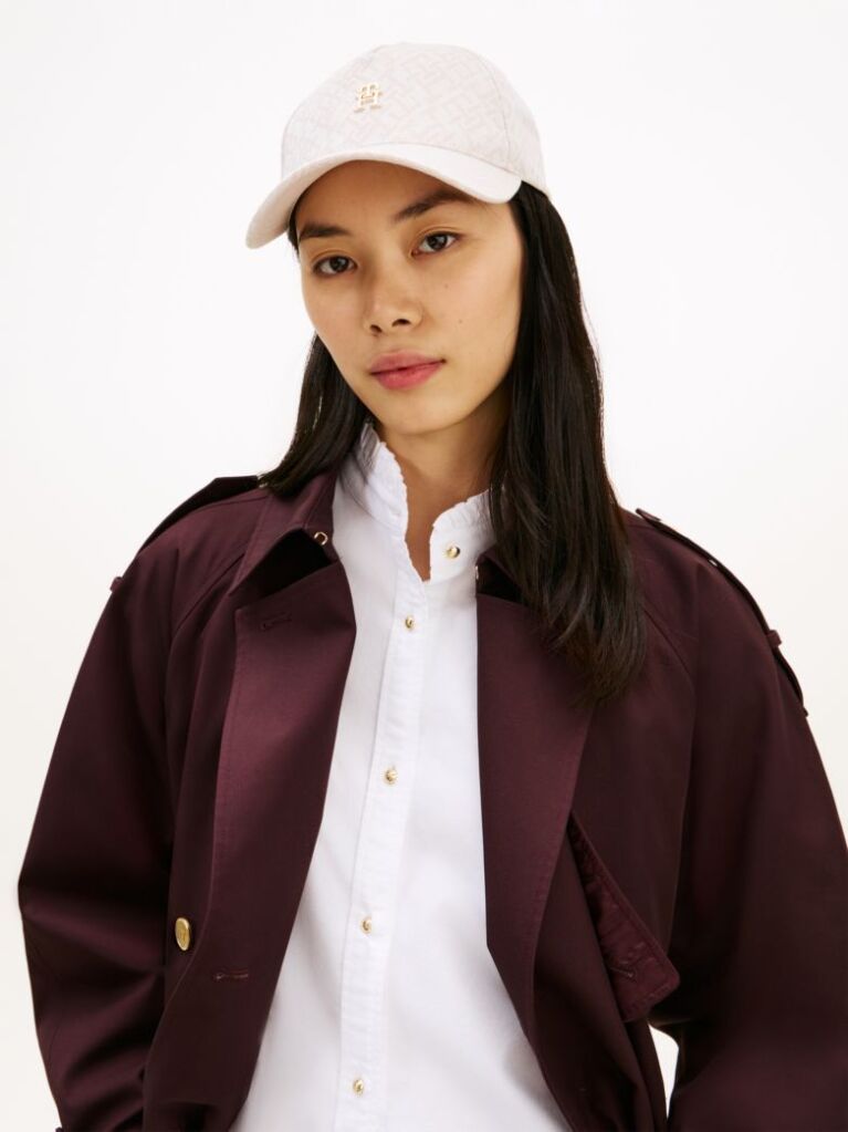 Beige TH Monogram Jacquard Baseball Cap  Women