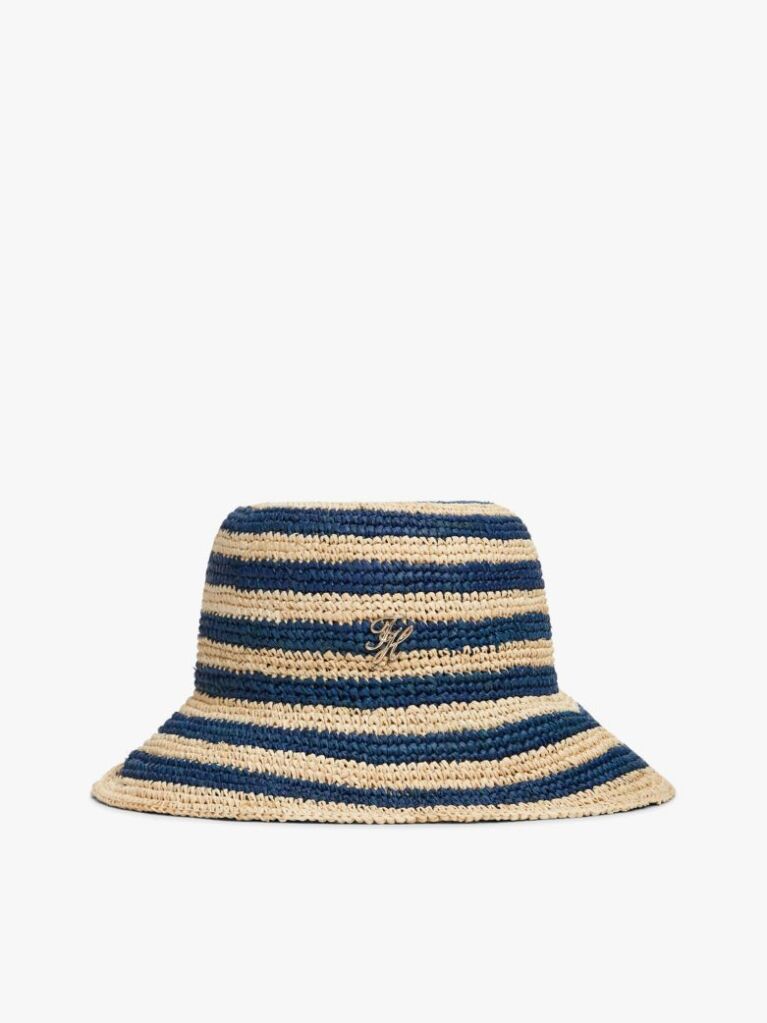 Multi Stripe Raffia Bucket Hat  Women