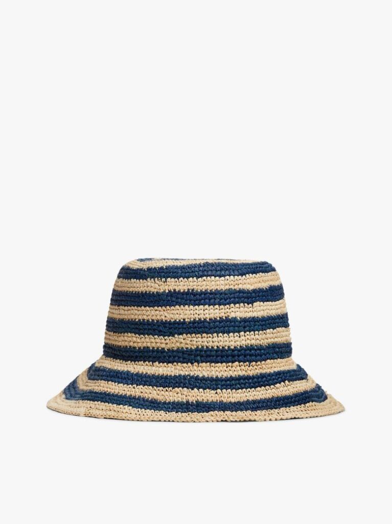 Multi Stripe Raffia Bucket Hat  Women