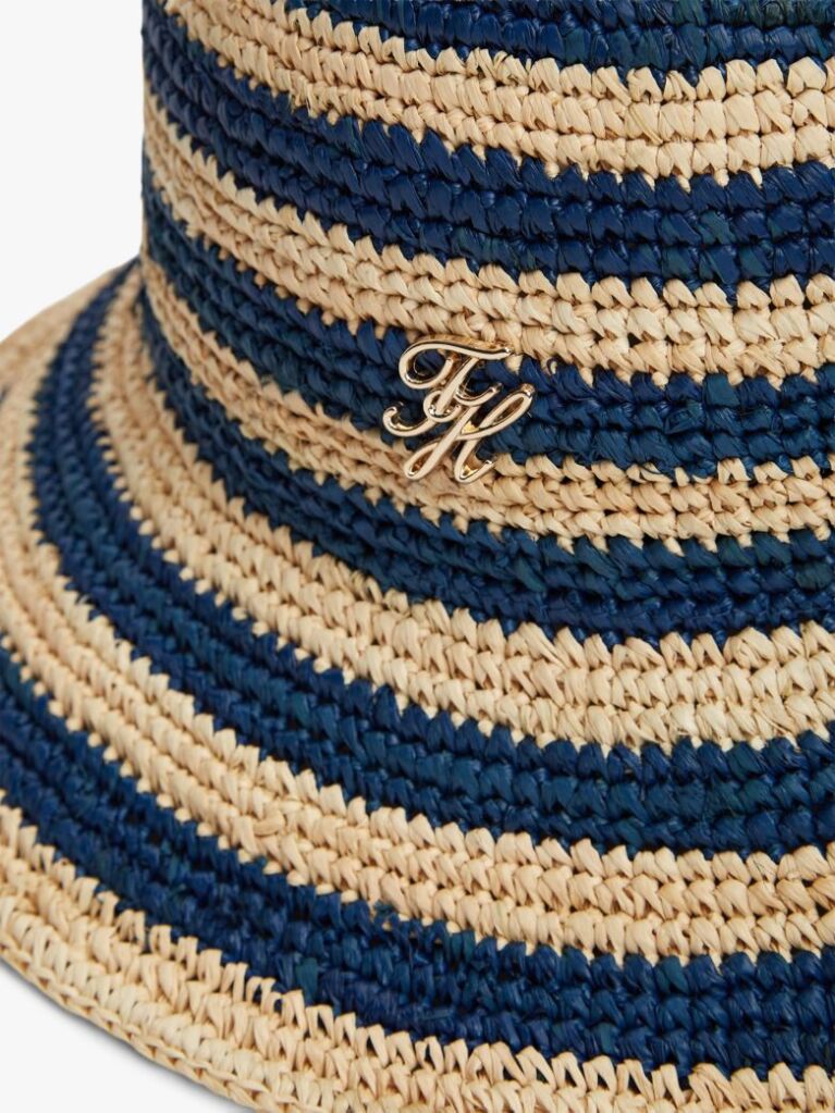 Multi Stripe Raffia Bucket Hat  Women