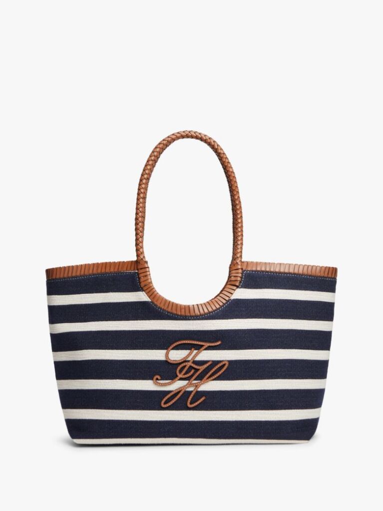 Multi Stripe Textured Logo Tote Bag  Women
