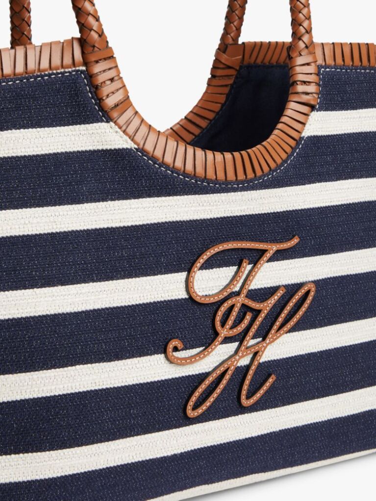 Multi Stripe Textured Logo Tote Bag  Women