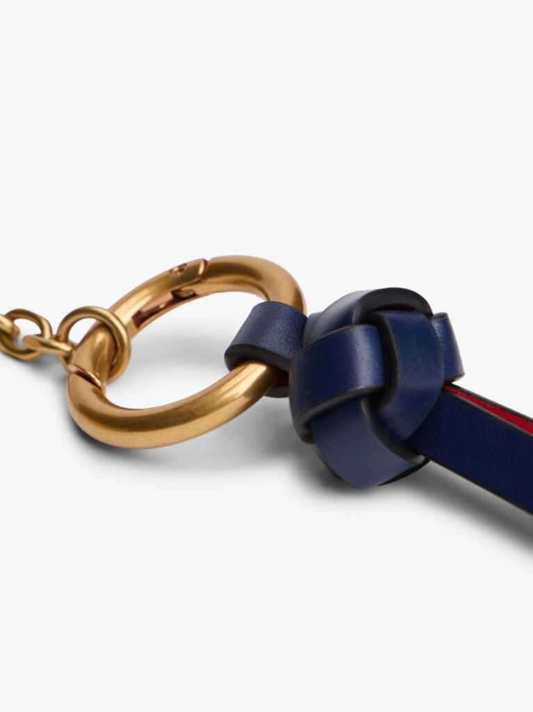 Red Logo Charm Leather Keychain  Women