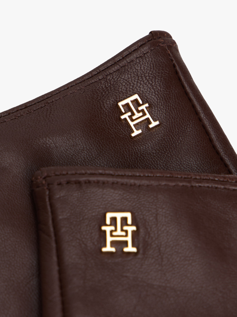 Καφέ Chic TH Monogram Δερμάτινα Γάντια  Γυναίκες