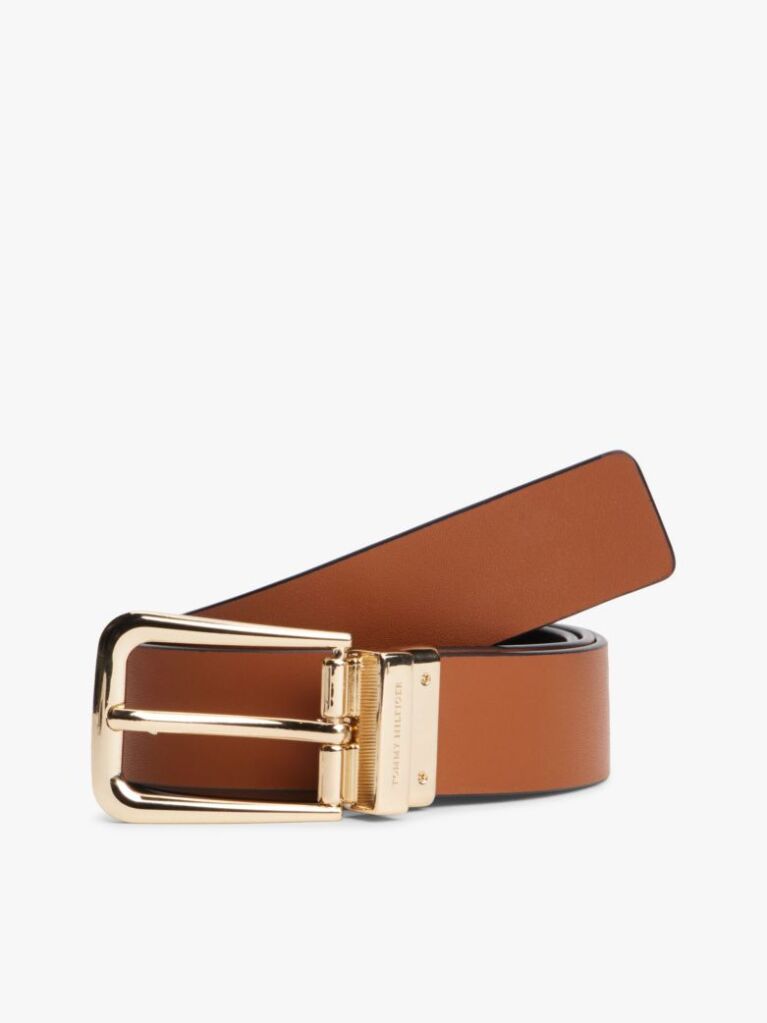 Multi Rectangular Buckle Reversible Leather Belt  Women