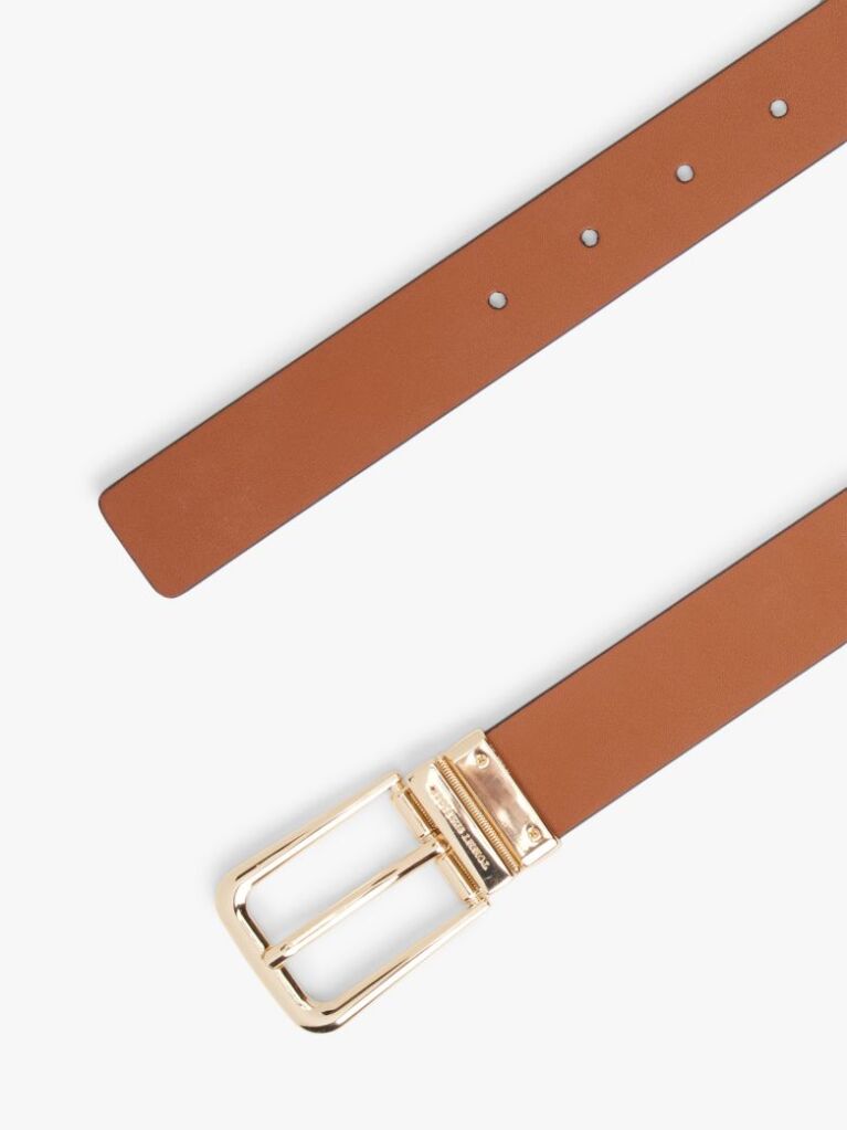 Multi Rectangular Buckle Reversible Leather Belt  Women