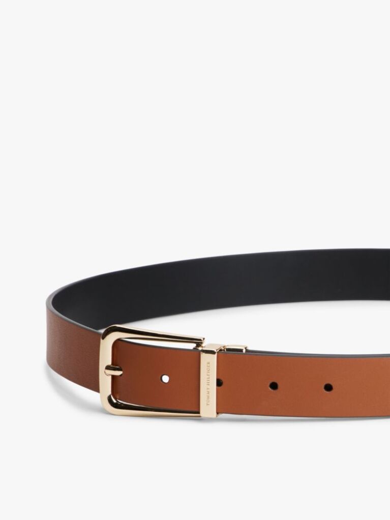 Multi Rectangular Buckle Reversible Leather Belt  Women