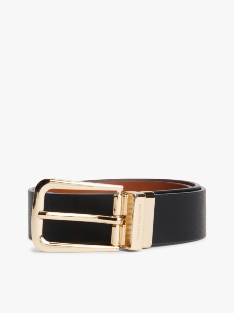 Multi Rectangular Buckle Reversible Leather Belt  Women