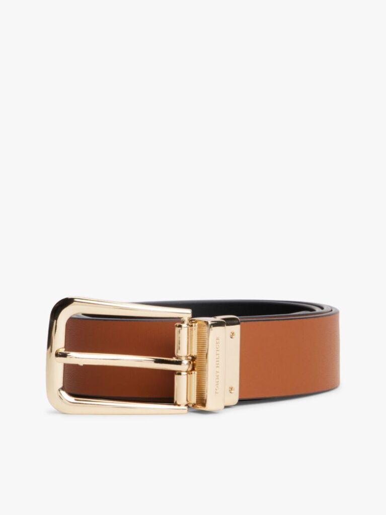 Multi Rectangular Buckle Reversible Leather Belt  Women