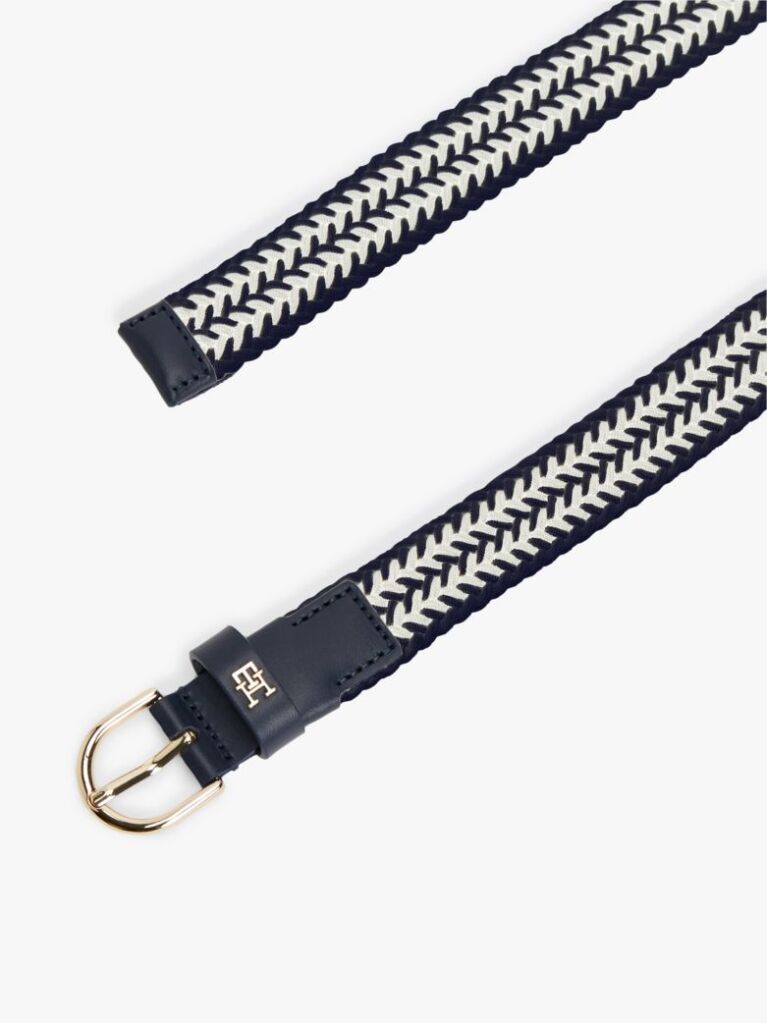 Multi Essential TH Monogram Braided Elastic Belt  Women