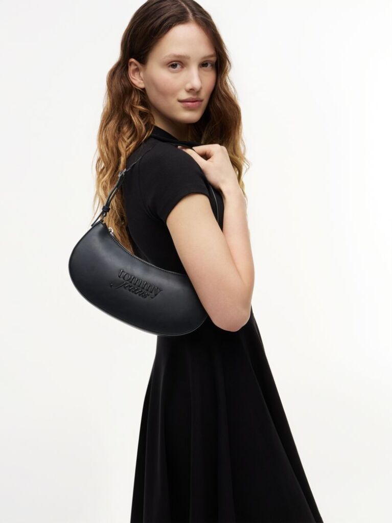 Black Essential Tonal Logo Shoulder Bag  Women