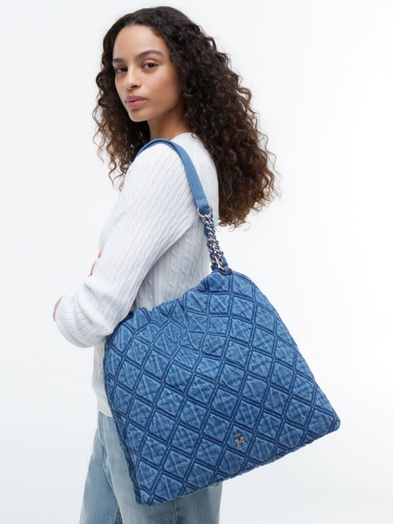 Denim TH Monogram Quilted Denim Tote Bag  Women