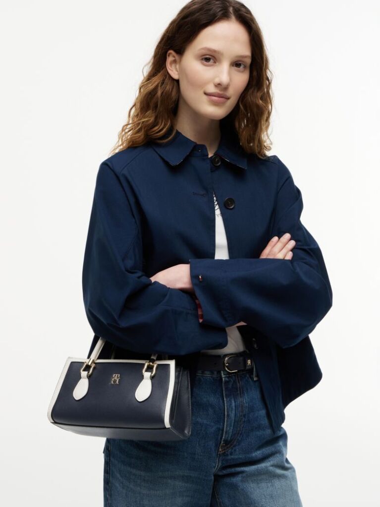 Blue TH Monogram Colour-Blocked Satchel  Women