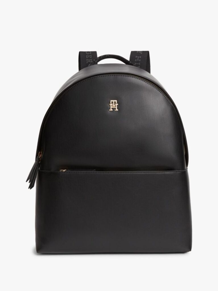 Black Logo Shoulder Strap Dome Backpack  Women