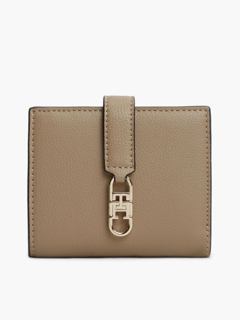 Beige TH Monogram Plaque Bifold Wallet  Women
