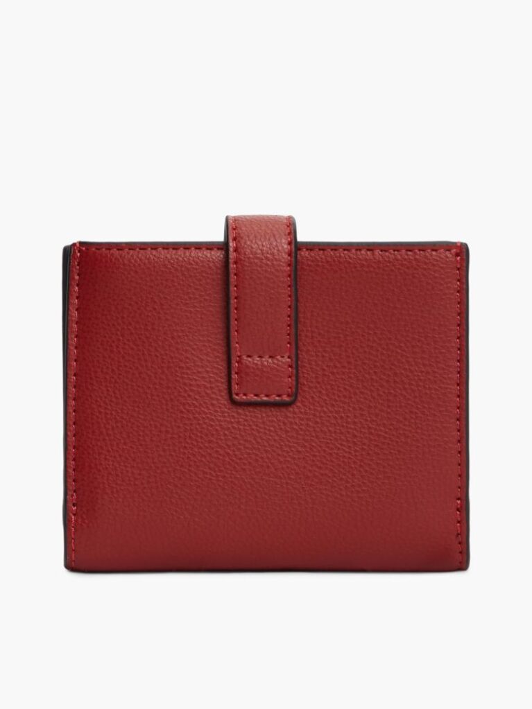 Red TH Monogram Plaque Bifold Wallet  Women