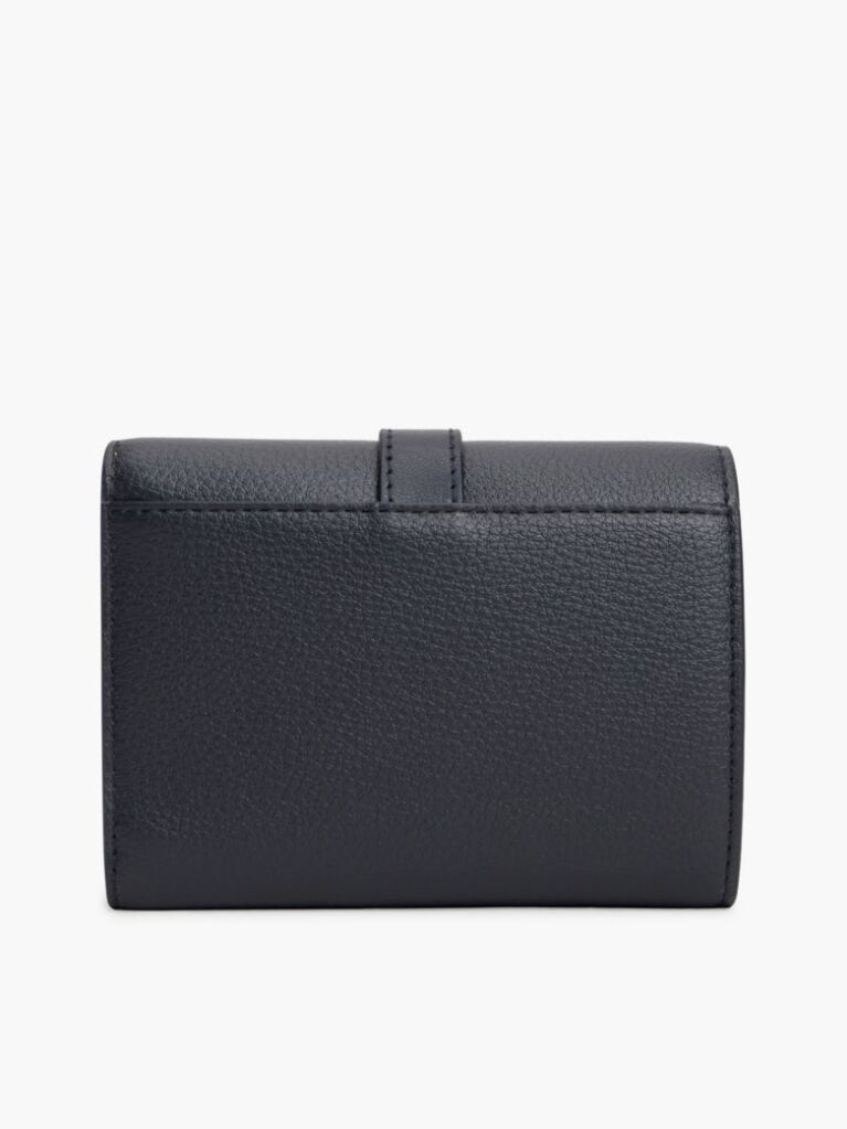 Blue Pebble Grain Buckle Trifold Wallet  Women