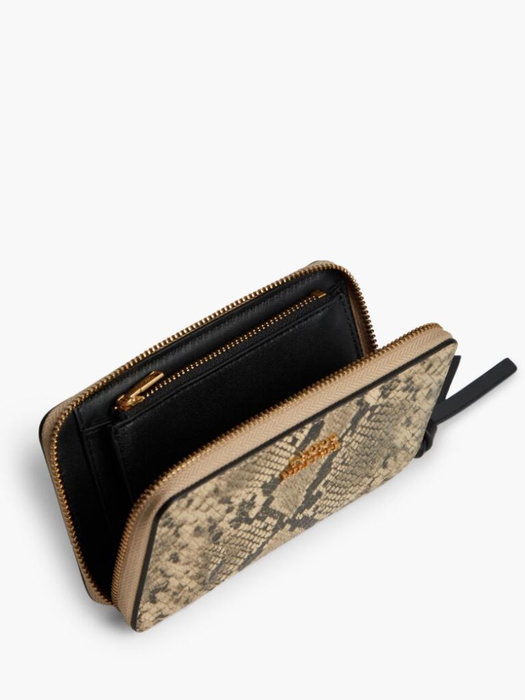 Multi Leather Snake Print Zip-Around Wallet  Women