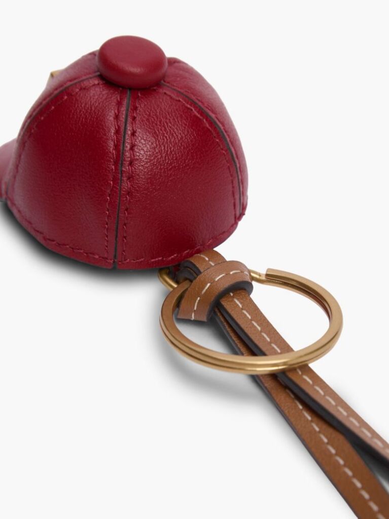 Red Leather Baseball Cap Charm  Women